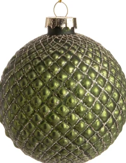 Intratuin Weihnachtskugel Rauten klein grün D 8 cm