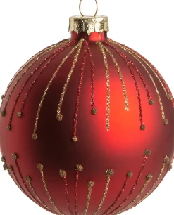 Intratuin Weihnachtskugel Vicki Linie rot D 8 cm