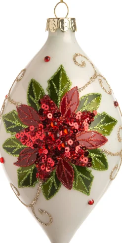 Intratuin Weihnachtskugel Zwiebel Gwenda weiß / grün / rot D 8 cm