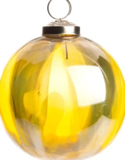 Intratuin Weihnachtskugel marmoriert gelb D 12 cm