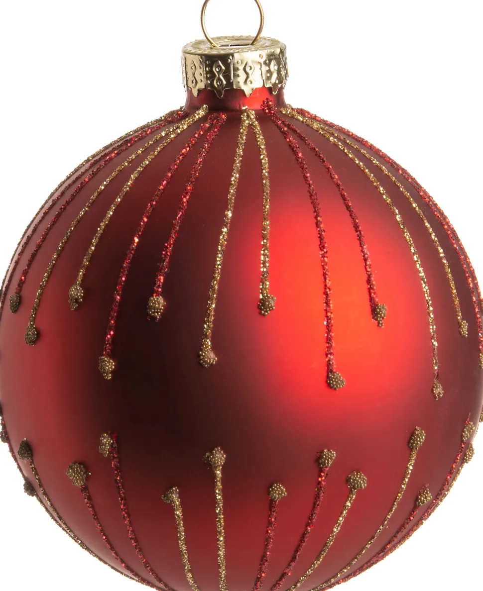 Intratuin Weihnachtskugel Lava Streifen rot D 8 cm