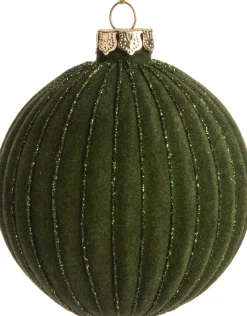 Intratuin Weihnachtskugel Samt grün D 10 cm