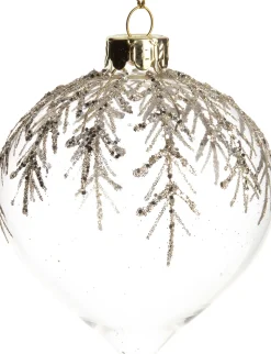 Intratuin Weihnachtskugel Zwiebel Glennis transparent / gold D 8 cm