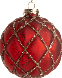 Intratuin Weihnachtskugel Cassie Rauten groot rot D 8 cm