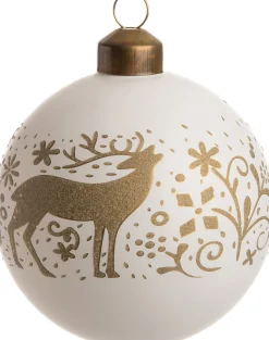 Intratuin Weihnachtskugel Fanny weiß / gold D 8 cm