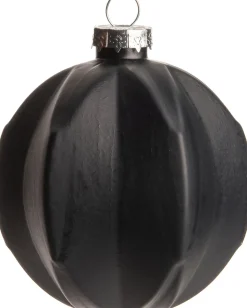Intratuin Weihnachtskugel geriffelt Ardy schwarz D 8 cm