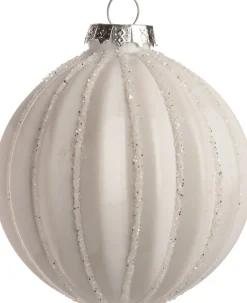 Intratuin Weihnachtskugel geriffelt Sabella weiß D 8 cm