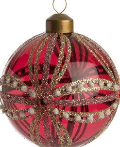 Intratuin Weihnachtskugel Linn rot / transparent D 8 cm