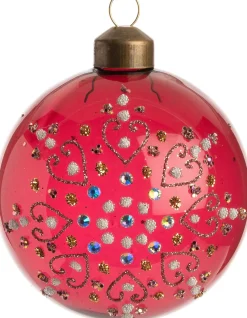 Intratuin Weihnachtskugel Linn rot / transparent D 8 cm