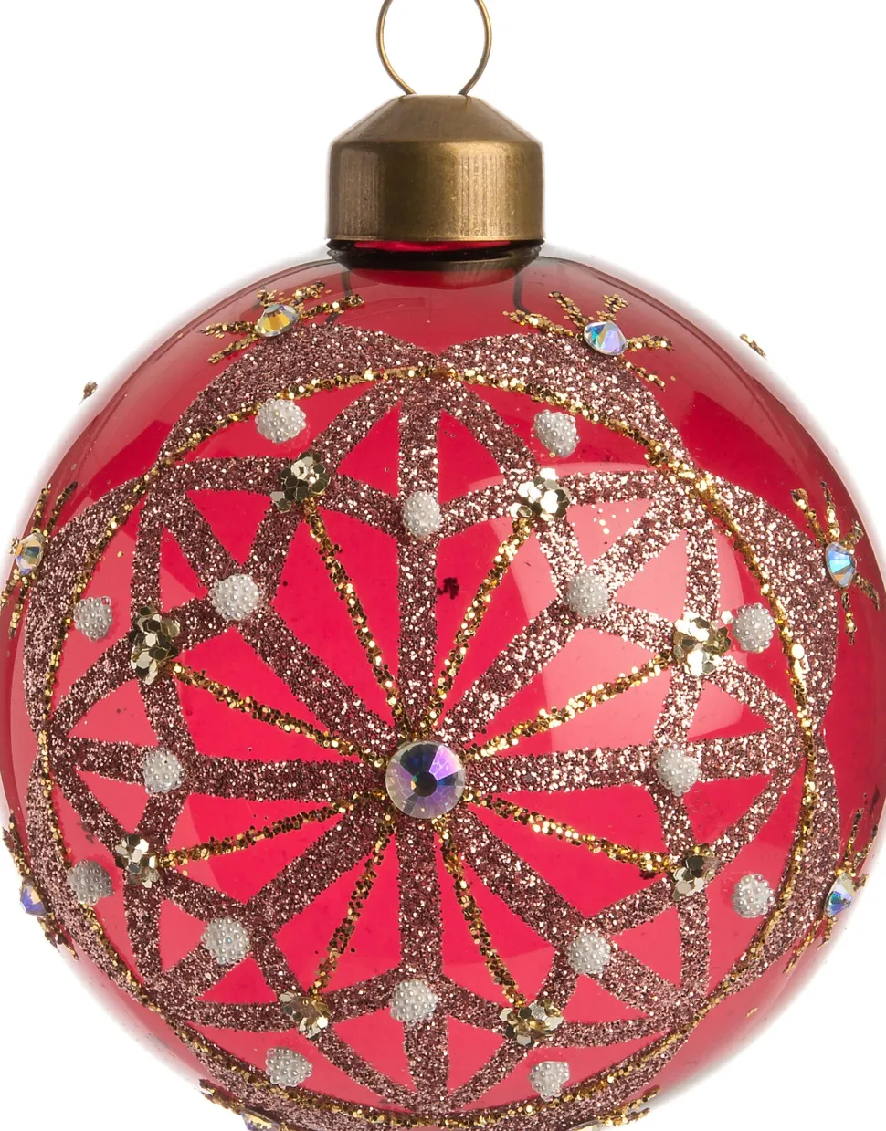 Intratuin Weihnachtskugel Linn rot / transparent D 8 cm