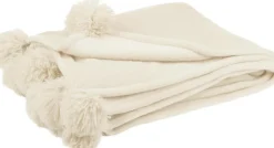 J-Line Decke Pompom creme 170 x 130 cm