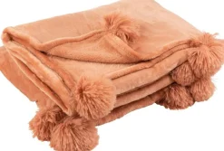 J-Line Decke Pompom rosa 170 x 130 cm