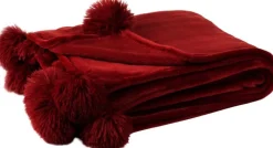 J-Line Decke Pompom rot 170 x 130 cm