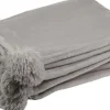 J-Line Decke Pompom taupe 170 x 130 cm