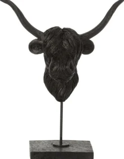 J-Line Skulptur Büffel-Kopf schwarz 29,5 x 14 x 36,5 cm