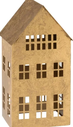J-Line Teelichthalter Haus Sigma gold 19,5 x 17,5 x 37 cm