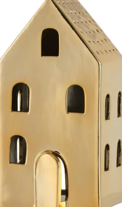J-Line Teelichthalter Haus Caroline gold 11 x 9,5 x 21,5 cm