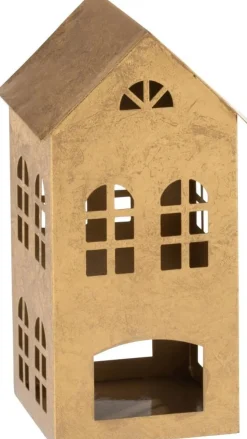 J-Line Teelichthalter Haus Alpha gold 15 x 14,5 x 28 cm