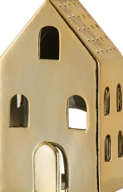 J-Line Teelichthalter Haus Caroline gold 10 x 8 x 17,5 cm