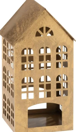 J-Line Teelichthalter Haus Kappa gold 17,5 x 17 x 32,5 cm