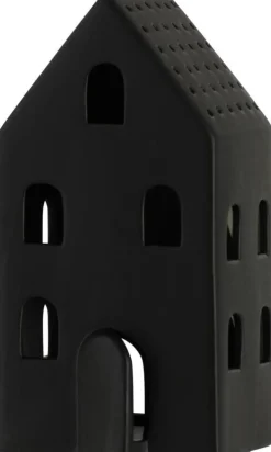 J-Line Teelichthalter Haus Caroline schwarz 11 x 9,5 x 21,5 cm
