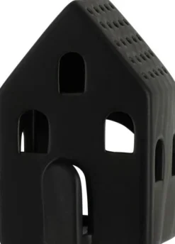 J-Line Teelichthalter Haus Caroline schwarz 8 x 6,5 x 12,5 cm