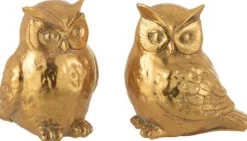 J-Line Weihnachtsdeko Eule gold 9 x 7 x 9,5 cm