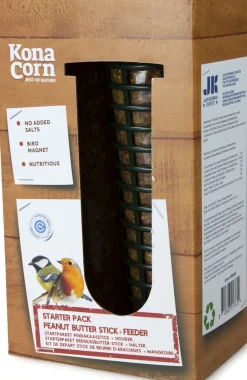 Konacorn Vogelfutter Starterpaket Erdnussbutter-Stick mit Halter