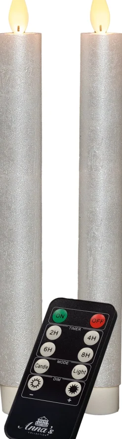 LED Stabkerzen mit Fernbedienung perlmutt D 2,5 H 23 cm 2 St.