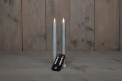 LED Stabkerzen mit Fernbedienung silber D 2,5 H 23 cm 2 St.