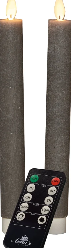 LED Stabkerzen mit Fernbedienung taupe D 2,5 H 23 cm 2 St.