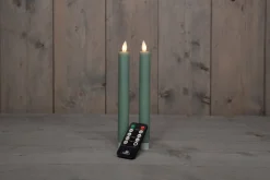 LED Stabkerzen mit Fernbedienung grün D 2,5 H 23 cm 2 St.