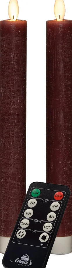 LED Stabkerzen mit Fernbedienung rosa D 2,5 H 23 cm 2 St.