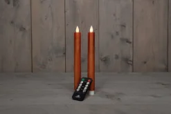 LED Stabkerzen mit Fernbedienung kupfer D 2,5 H 23 cm 2 St.