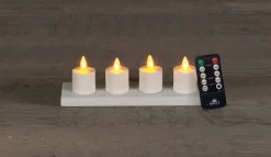 LED Teelicht weiß 4 St. aufladbar D 3,8 H 3,5 cm gelb