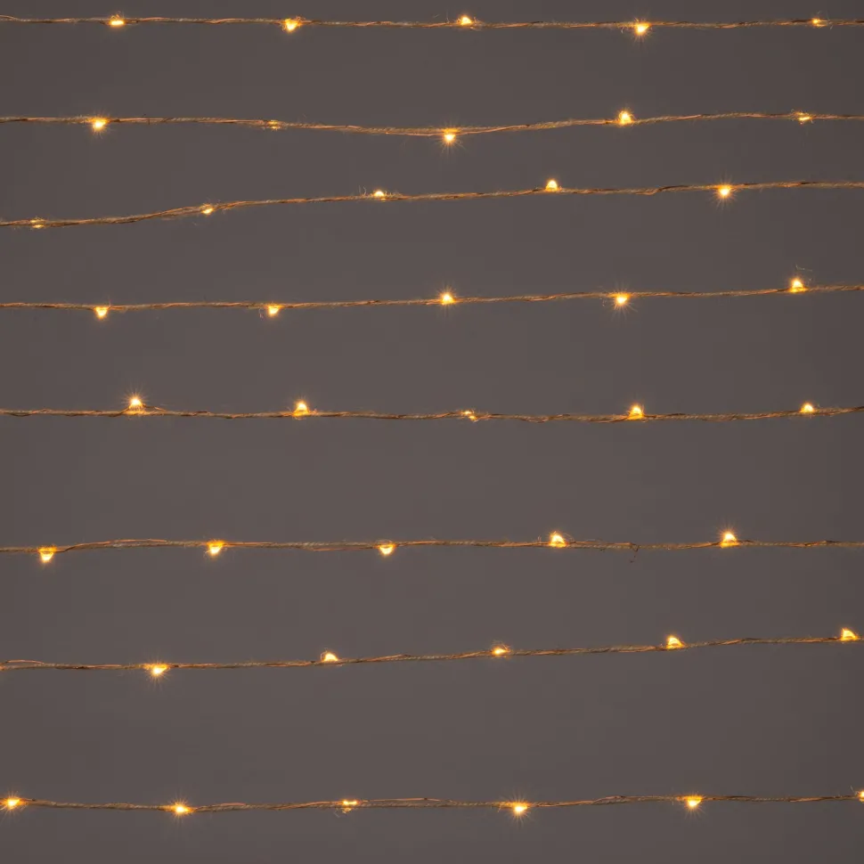 Lichtkaskade Jute LED 8 x 2 m klassisch warm