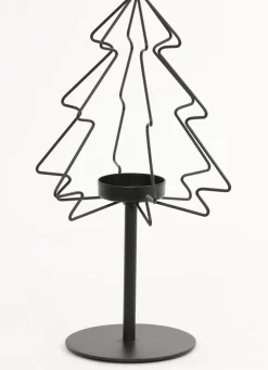 Light & Living Teelichthalter mit Fuß Weihnachtsbaum schwarz D 23 H 47 cm