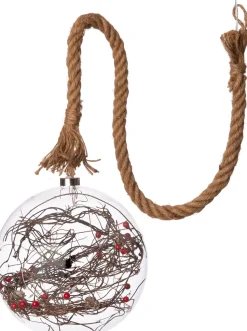 Luca Lighting Hängelampe Kugel rote Beeren mit 40 LEDs weißes Licht D 20 H 100 cm