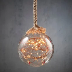 Luca Lighting Hängelampe Kugel rote Beeren mit 40 LEDs weißes Licht D 20 H 100 cm