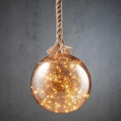 Luca Lighting Hängelampe Kugel silber mit 40 LEDs warmweiß D 20 H 100 cm