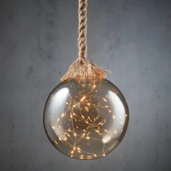 Luca Lighting Hängelampe Kugel grau mit 40 LEDs warm weiß D 20 H 100 cm
