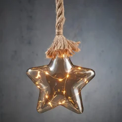 Luca Lighting Hängelampe Stern grau mit 15 LEDs warm weiß D 20 H 100 cm