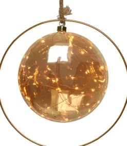 Lumineo Beleuchtete Kugel im Ring mit LEDs orange D 20 cm