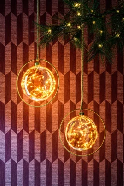 Lumineo Beleuchtete Kugel im Ring mit LEDs orange D 20 cm