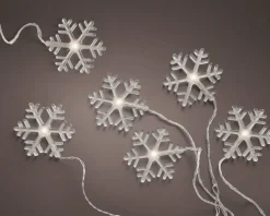 Lumineo Lichterkette Schneeflocken transparent mit 8 LEDs warmweiß 105 cm