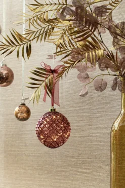 Lumineo Weihnachtskugel rosa mit Beleuchtung D 14 cm