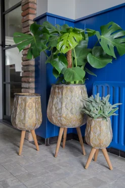 Mega Collections Blumentopf Emir D 25,5 H 50 cm gold