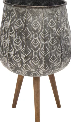 Mega Collections Blumentopf Emir D 19 H 39 cm grau