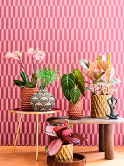 Mica Decorations Beistelltisch Tatum rot / gold D 50 H 45 cm