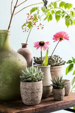 Mica Decorations Blumentopf Alma rund D 21,5 cm H 21 cm hellgrau